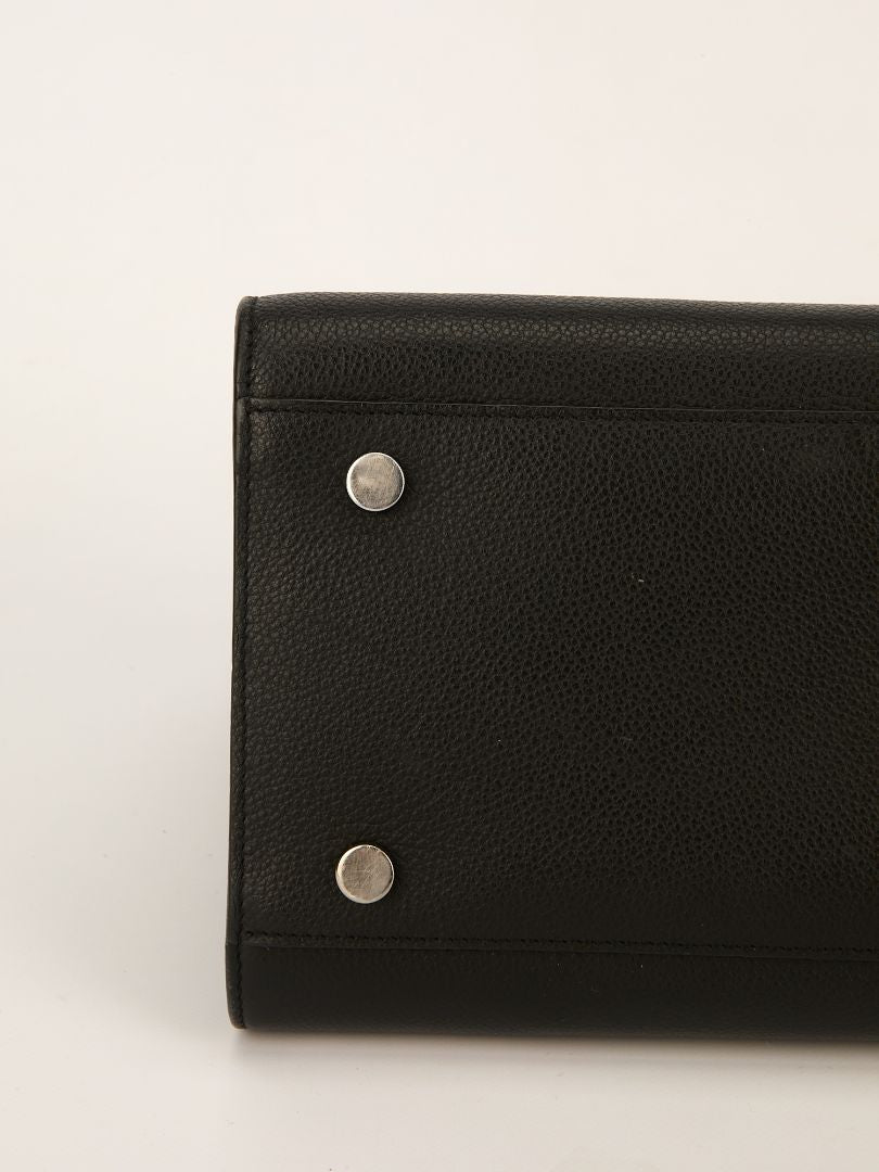 Black Grained Sac De Jour Tote With SHW
