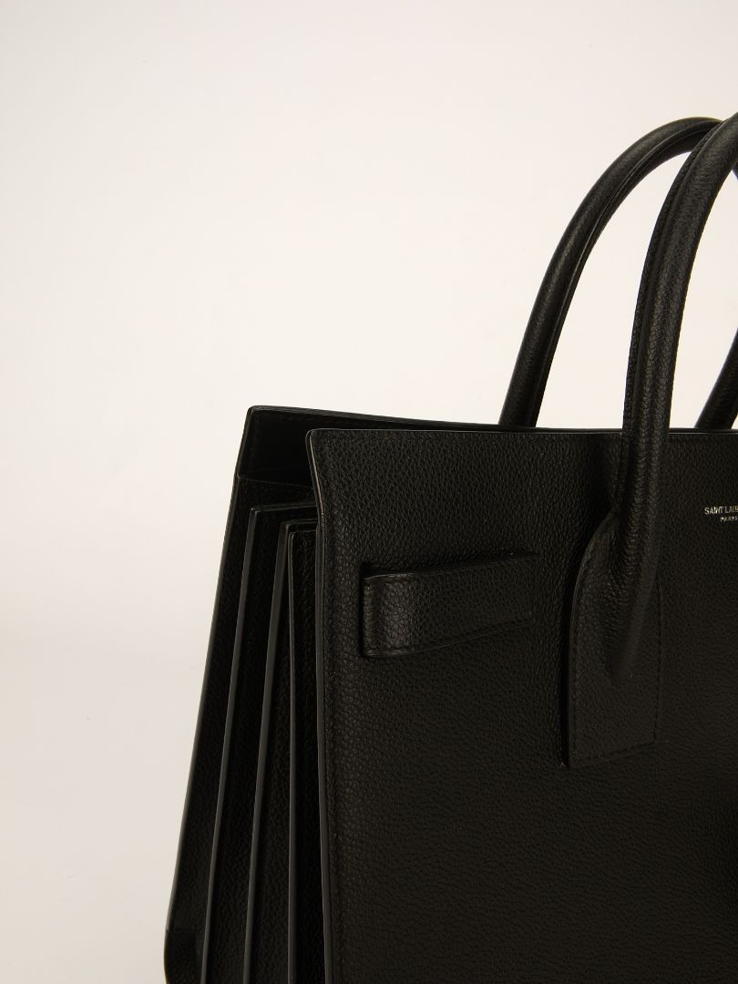 Black Grained Sac De Jour Tote With SHW