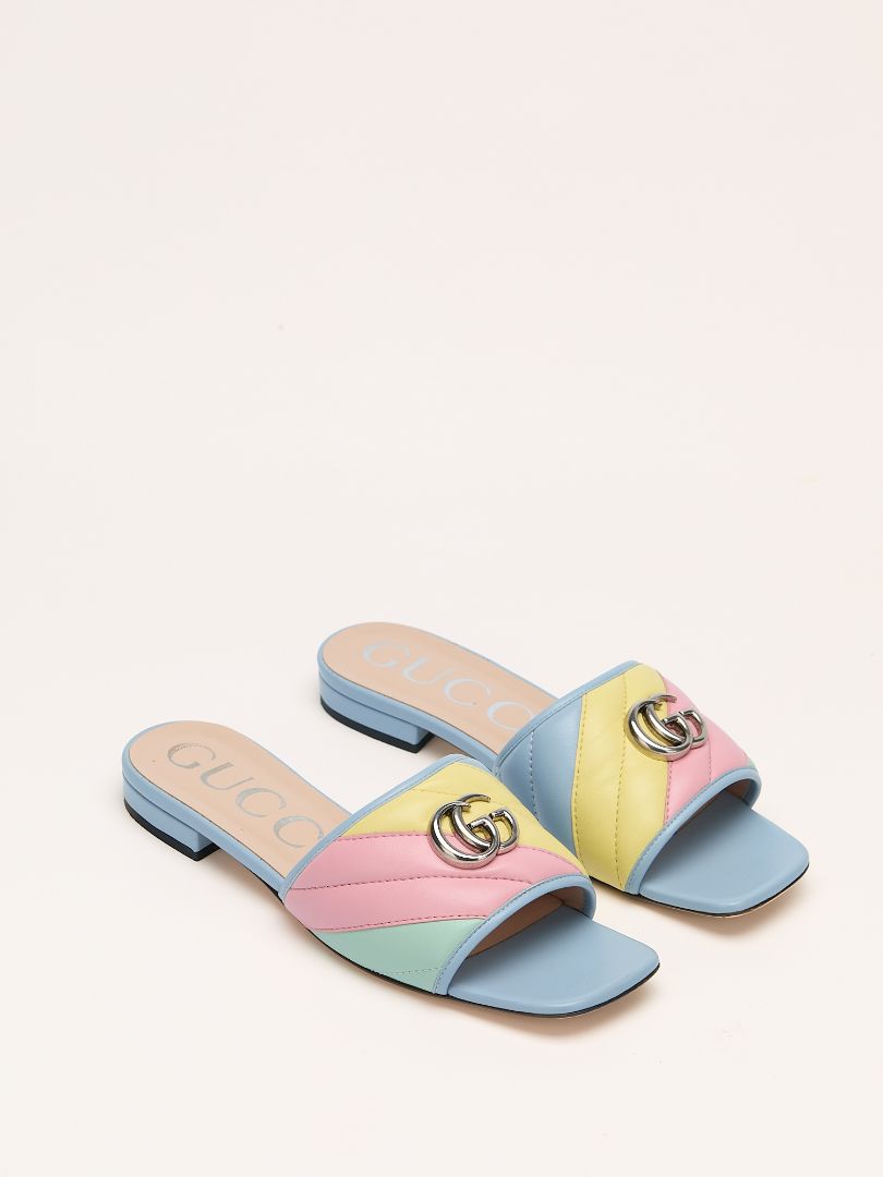 Rainbow Pastel Matelassé Leather Slide