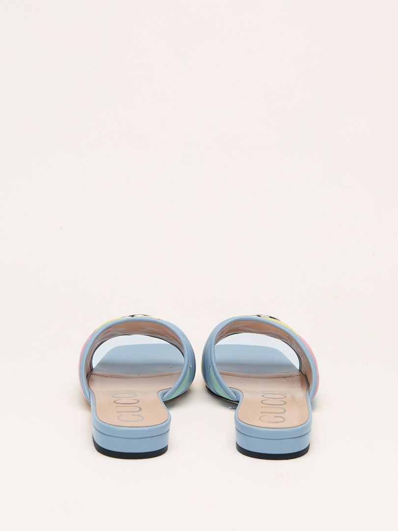 Rainbow Pastel Matelassé Leather Slide