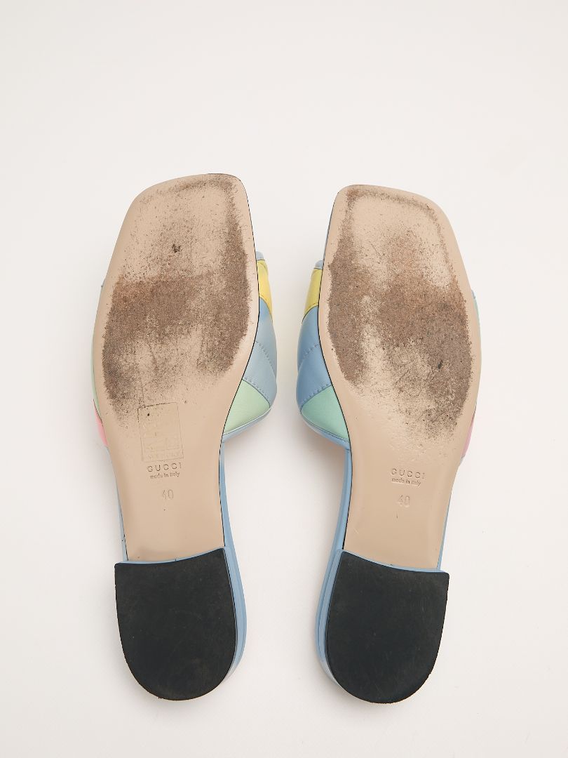 Rainbow Pastel Matelassé Leather Slide