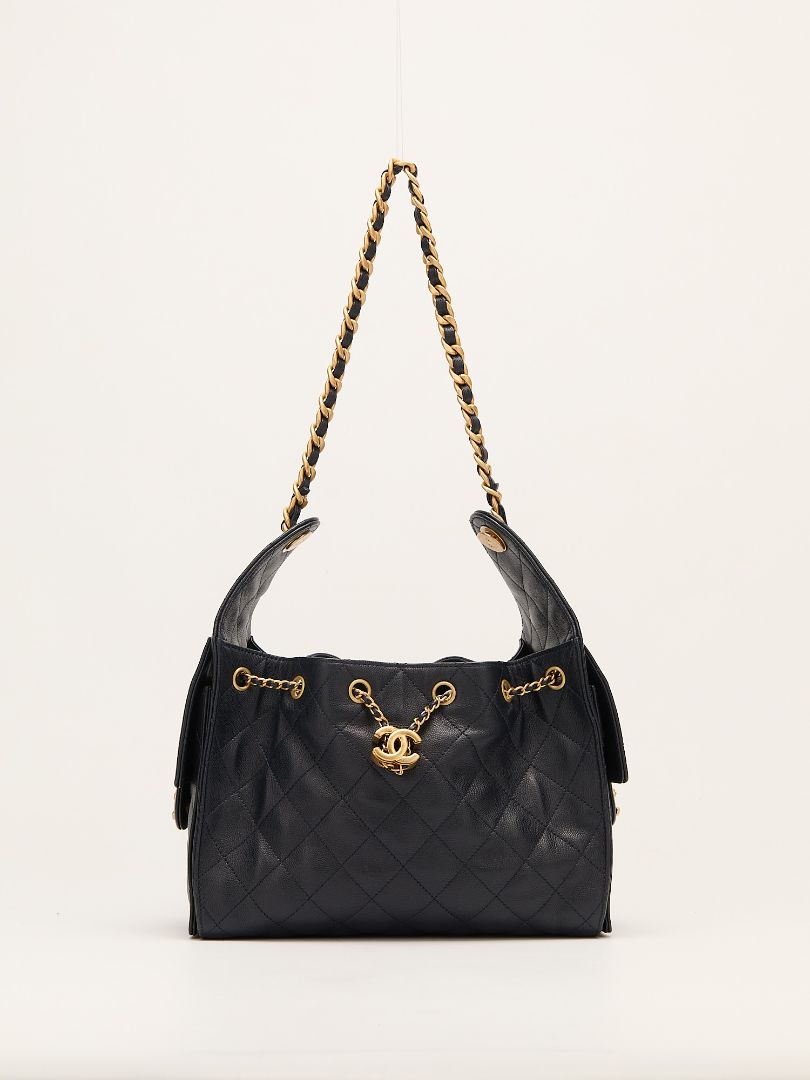 Navy 25 Small Handbag With GHW