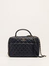 Navy Trendy CC Quilted Top Handle Bowling Bag With GHW