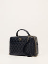 Navy Trendy CC Quilted Top Handle Bowling Bag With GHW