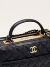 Navy Trendy CC Quilted Top Handle Bowling Bag With GHW