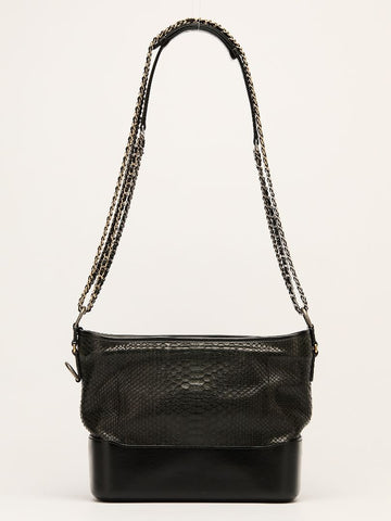 Black Medium Python Gabrielle Hobo Bag