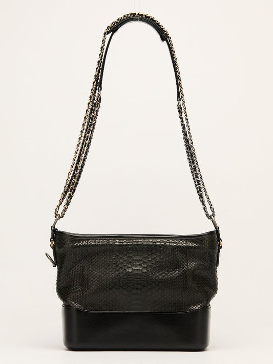 Black Medium Python Gabrielle Hobo Bag