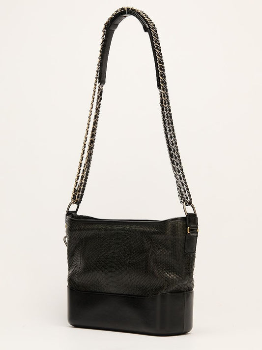 Black Medium Python Gabrielle Hobo Bag