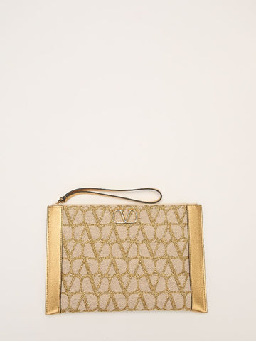 Gold Signature Canvas Pouch