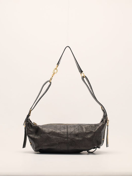 Black Medium Crinkled Calfskin Macrocannage D-Journey Bag With GHW