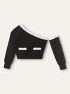 Black & White Coco Button Cashmere Knit