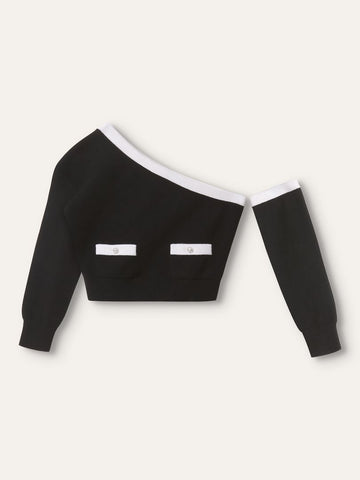 Black & White Coco Button Cashmere Knit