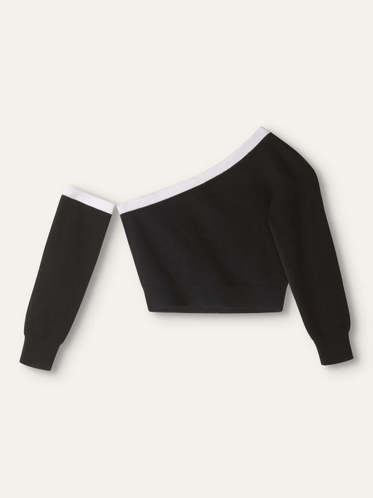 Black & White Coco Button Cashmere Knit
