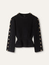 Black Embellished Peplum Sweater