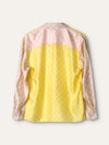 Pink & Yellow Colour Block Monogram Silk Shirt