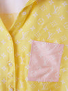 Pink & Yellow Colour Block Monogram Silk Shirt