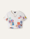 White Mahina Patch Cropped Shirt