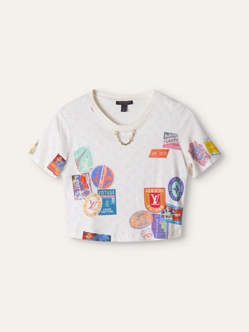 White Mahina Patch Cropped Shirt