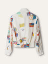 White Mahina Silk Bomber Jacket
