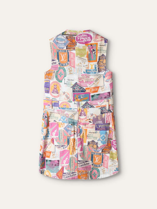 Multi Coloured Travel Patch Denim Mini Dress
