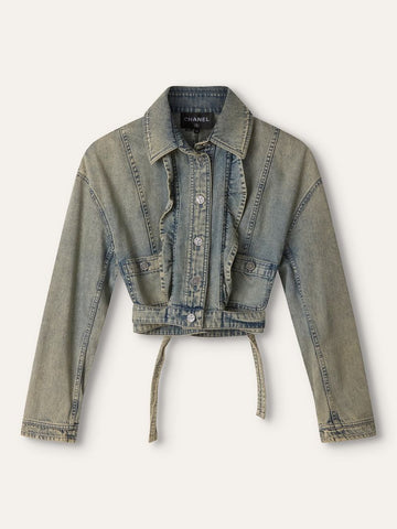 CHANEL Indigo Blue Frill Denim Jacket