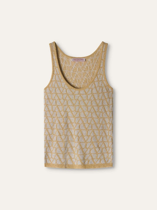 Gold & Silver Metallic Jacquard Knit Tank Top