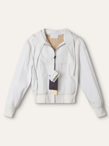 White Hooded Leather Jacket