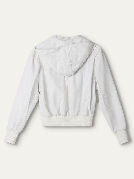 White Hooded Leather Jacket