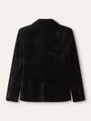 Black Double Breasted Camellia Velvet Blazer