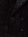 Black Double Breasted Camellia Velvet Blazer
