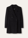 Navy & Black Metallic Double-Breasted Tweed Dress Jacket