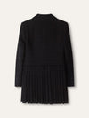 Navy & Black Metallic Double-Breasted Tweed Dress Jacket
