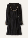 Black Metallic Tweed Embellished Dress With Cropped Jacket