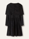 Black Metallic Tweed Embellished Dress With Cropped Jacket