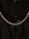 Black Metallic Tweed Embellished Dress With Cropped Jacket
