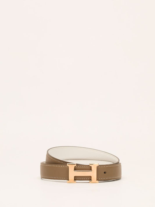 Étoupe & Blanc Mini H Reversible Belt