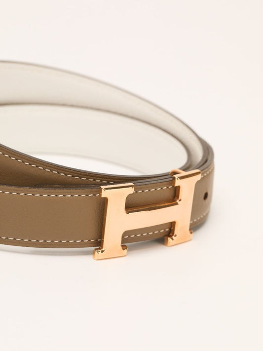 Étoupe & Blanc Mini H Reversible Belt