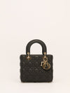 Black Small Lady Dior Bag With Cannage Grained Leather
