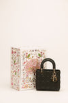 Black Small Lady Dior Bag With Cannage Grained Leather
