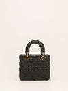 Black Small Lady Dior Bag With Cannage Grained Leather