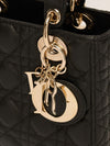 Black Small Lady Dior Bag With Cannage Grained Leather