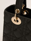 Black Small Lady Dior Bag With Cannage Grained Leather