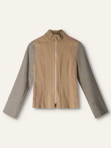 Camel Panel Houndstooth Jacket