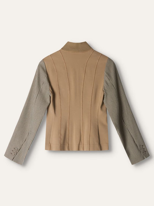 Camel Panel Houndstooth Jacket