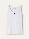 White Ribbed Knit Jersey Tank Top