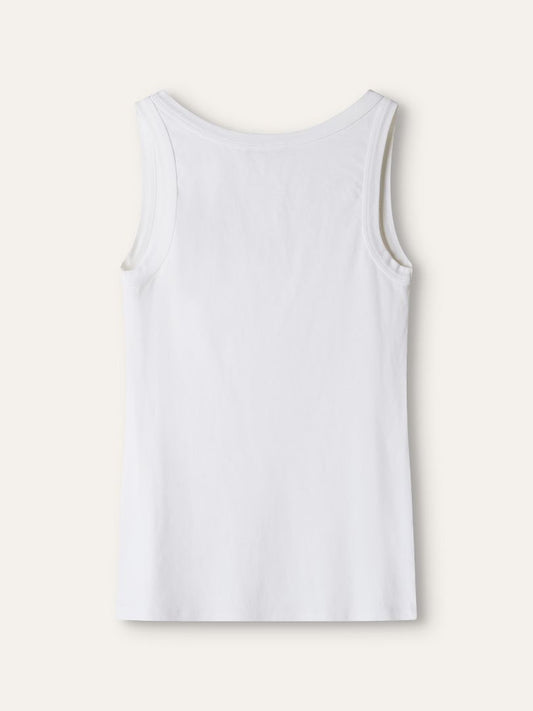 White Ribbed Knit Jersey Tank Top