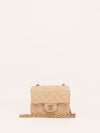 Raffia Mini Classic Square Flap Bag With GHW