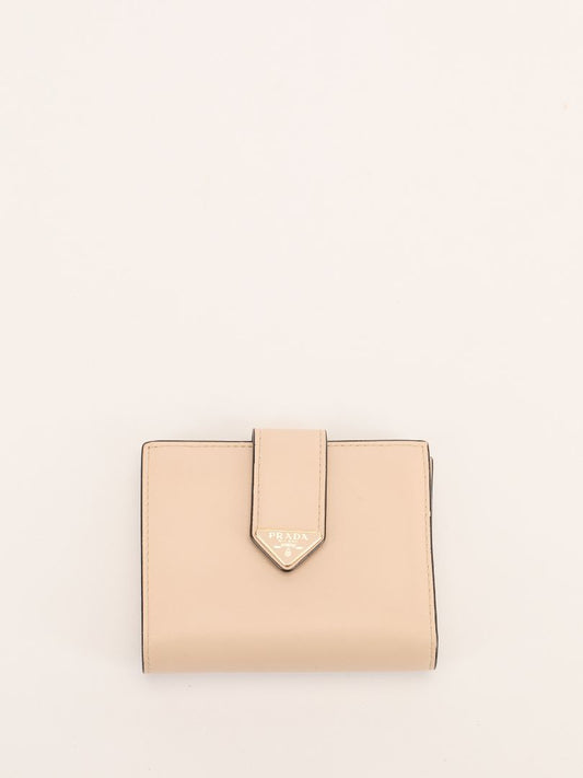 Neutral Small Leather Bi-fold Wallet With GHW