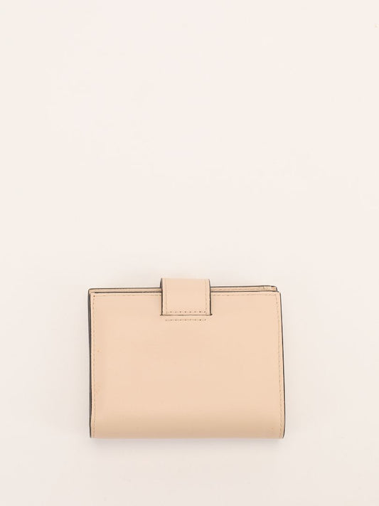 Neutral Small Leather Bi-fold Wallet With GHW