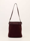 Burgundy Buckle Belted Suede Bucket Bag
